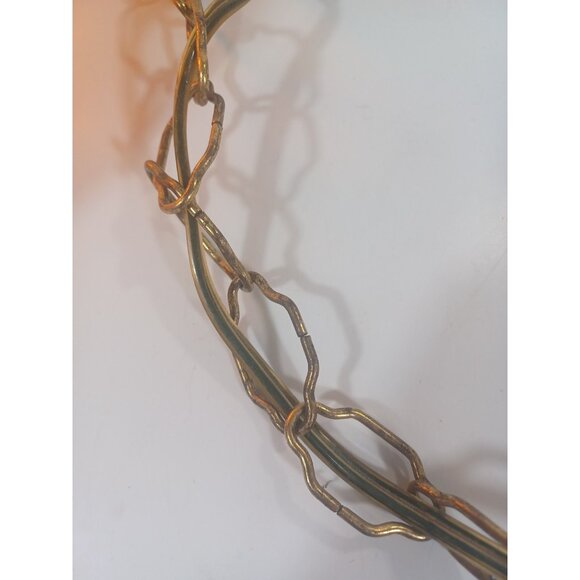 VTG MCM 1960s XL Amber Glass & Brass Pineapple Diamond Quilted Hanging Swag Lamp - Picture 9 of 11